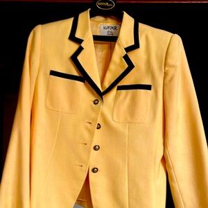 Bright yellow black tan Kasper jacket. Size 12p